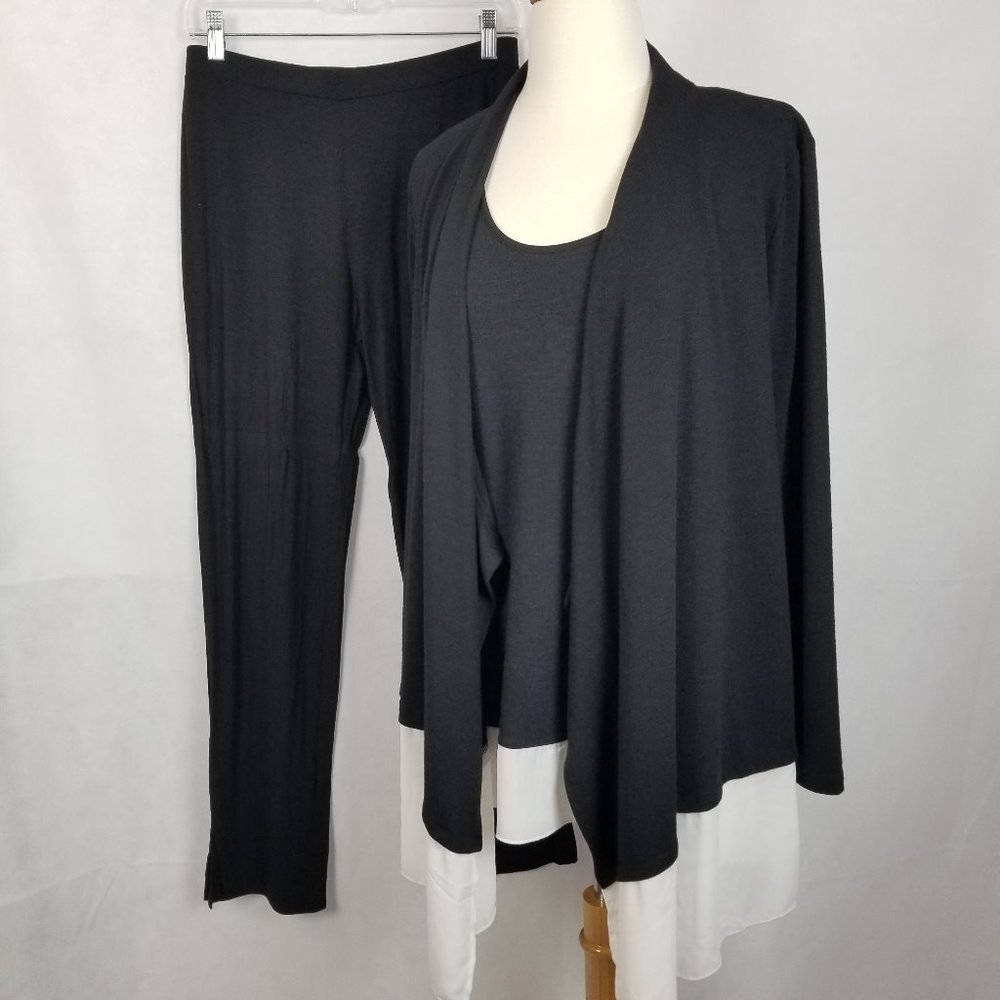 3 PIECE LIZ LANGE, BLACK, CREAM CHIFFON, SIZE M